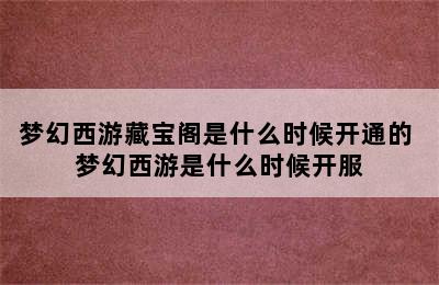 梦幻西游藏宝阁是什么时候开通的 梦幻西游是什么时候开服